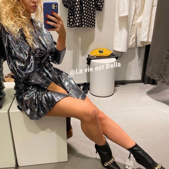 ZARA NWT BELTED SPARKLY JUMPSUIT - Picture 6 of 10